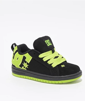 DC Kids Court Graffik Black & Lime Green Skate Shoes