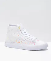 DC Manual Hi TX SE White & Paint Splatter Skate Shoes