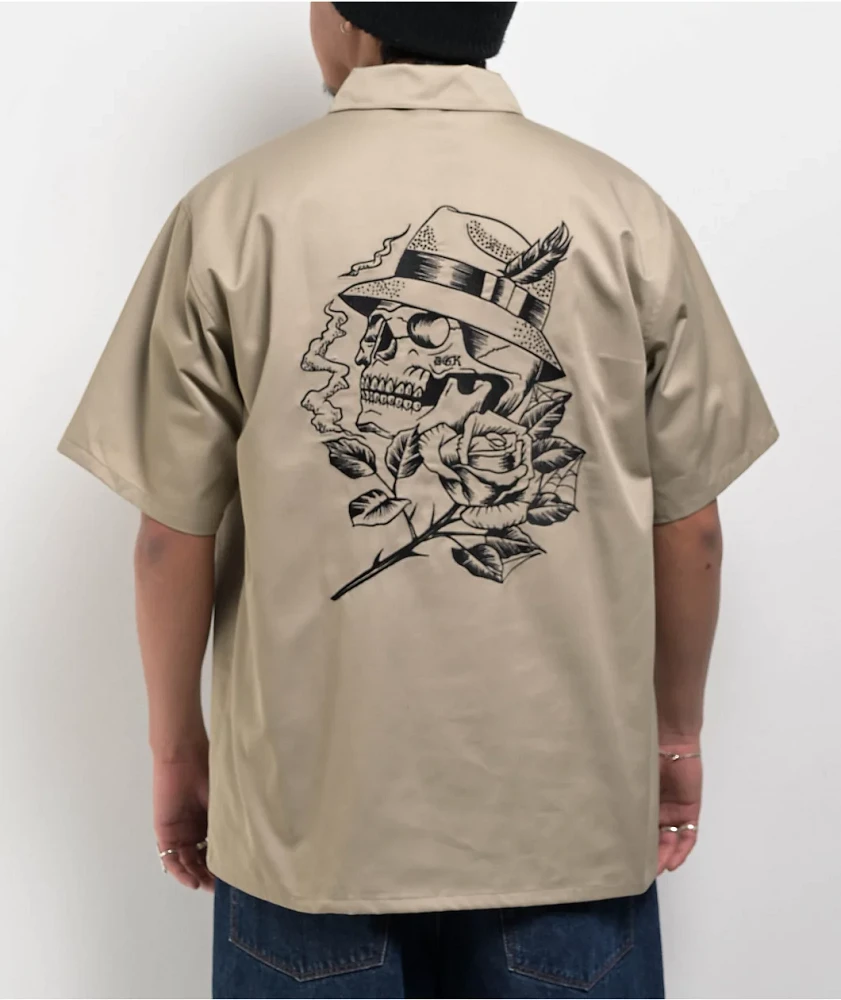 DGK Pachuco Tan Quarter Zip Work Shirt