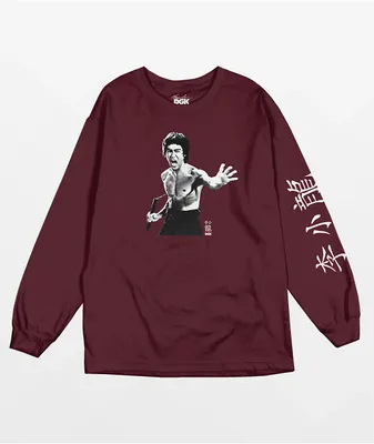 DGK x Bruce Lee Fierce Burgundy Long Sleeve T-Shirt