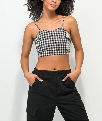 Daisy Street Cali Black & White Plaid Tank Top