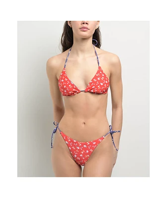 Damsel Bella Floral Ditsy Blue & Red Reversible High Leg Bikini Bottom