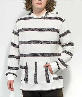 Dark Seas Rubuston Burgundy & White Hooded Long Sleeve