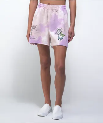 Desert Dreamer Butterfly Purple Tie Dye Sweat Shorts