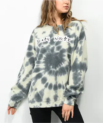 Desert Dreamer x Death Note Wings Grey & Cream Tie Dye Crewneck Sweatshirt