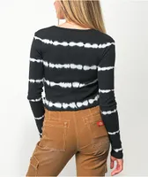 Dickies Black & White Tie Dye Long Sleeve Crop Shirt