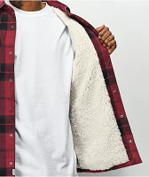Dravus Smokey Red & Black Plaid Sherpa Flannel Shirt