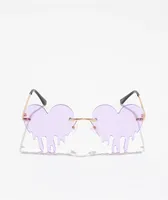 Dripping Hearts Purple & Gold Sunglasses