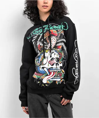 Ed Hardy Battle Skull Black Hoodie