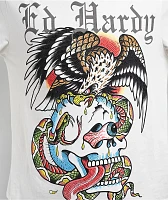 Ed Hardy Battle Skull White T-Shirt