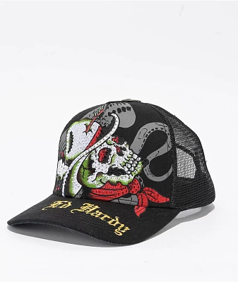Ed Hardy Cowboy Skull Black Trucker Hat