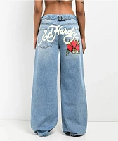 Ed Hardy Dagger Heart Retro Light Blue Jeans