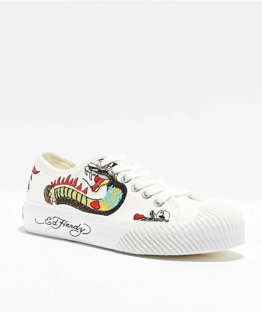Ed Hardy Elexis White Shoes