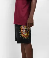 Ed Hardy Exploding Skull Black Denim Shorts