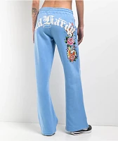 Ed Hardy Flower Skulls Powder Blue Sweatpants