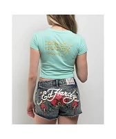 Ed Hardy Hand Mint Crop T-Shirt