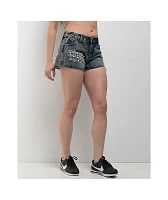 Ed Hardy Heart Dagger Blue Wash Denim Cutoff Shorts