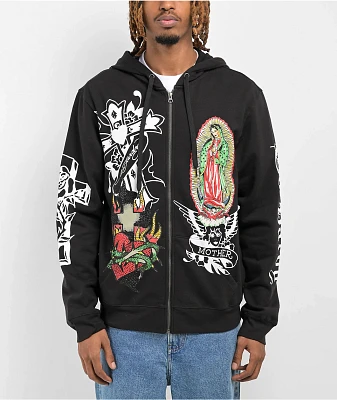 Ed Hardy Mother Mary Black Zip Hoodie