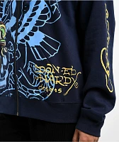 Ed Hardy Panther Bulldog Navy Zip Hoodie