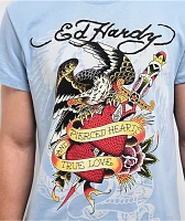 Ed Hardy Pierced Eagle Rhinestone Arctic Blue T-Shirt