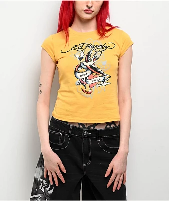 Ed Hardy Swallow Peach T-Shirt