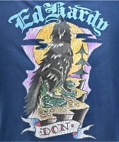 Ed Hardy Wolf Sunfade Navy T-Shirt