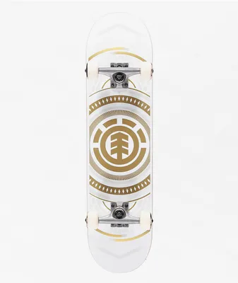 Element Hatched White & Gold 7.75" Skateboard Complete