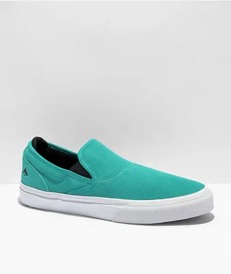 Emerica Wino G6 Aqua & White Slip-On Skate Shoes