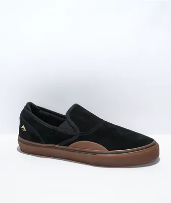 Emerica Wino G6 Black & Gum Slip-On Skate Shoes