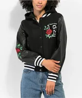 Empyre Aiden Rose Black & White Hooded Bomber Jacket