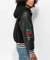 Empyre Aiden Rose Black & White Hooded Bomber Jacket
