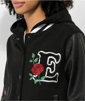 Empyre Aiden Rose Black & White Hooded Bomber Jacket