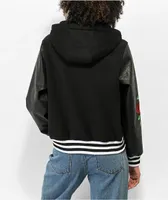 Empyre Aiden Rose Black & White Hooded Bomber Jacket
