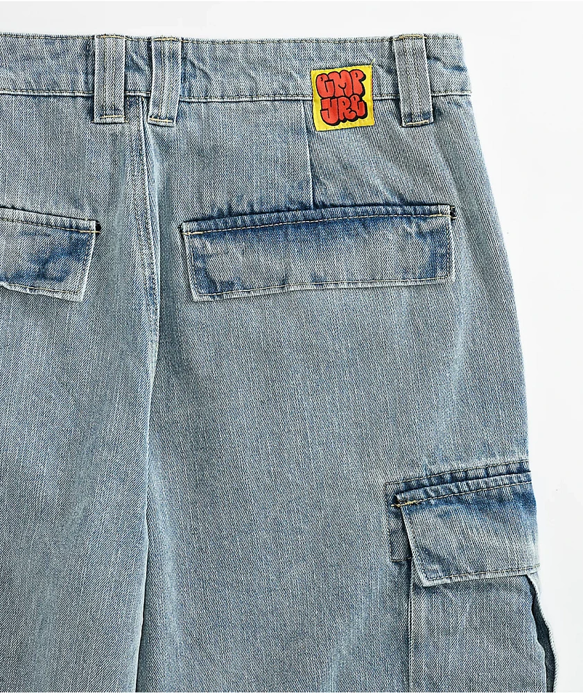 Empyre Cargo Loose Fit Light Blue Denim Skate Shorts