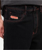 Empyre Contrast Embroidered Black Skate Jeans