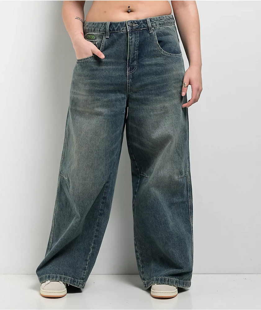 Empyre Engine Extent Wide Leg Blue Wash Jeans