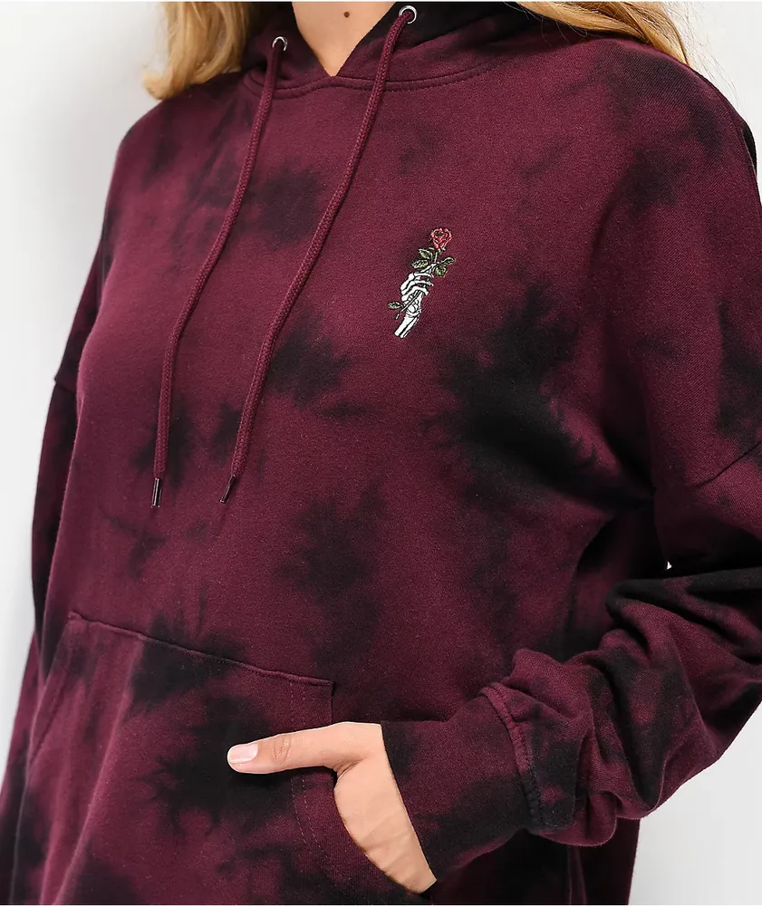 Empyre Fredia Skeleton Hand Burgundy & Black Hoodie