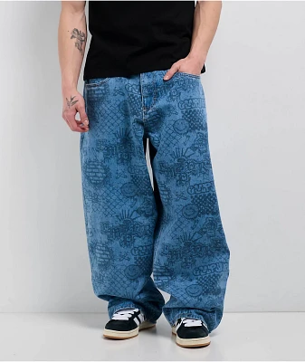 Empyre Graf Blue Ultra Wide Skate Jeans