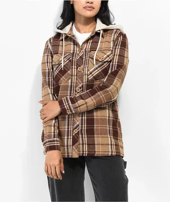 Empyre Holly Brown Hooded Flannel Shirt