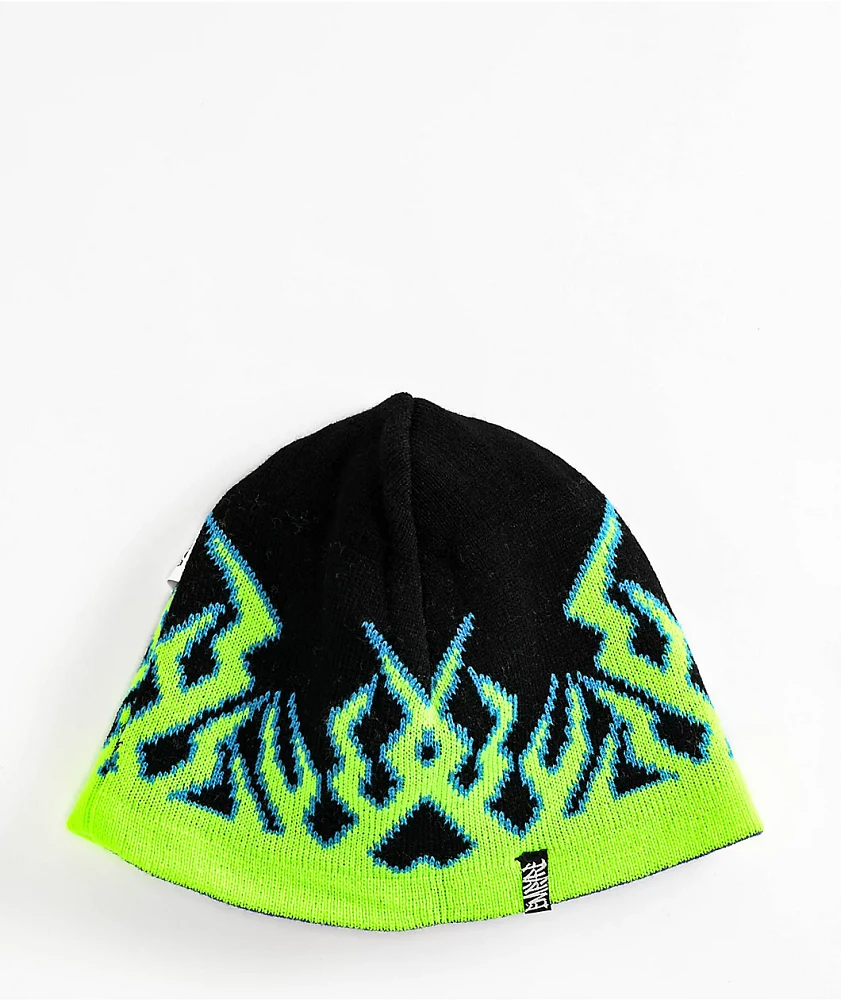 Empyre Inside Out II Black, Green & Purple Skull Cap Beanie