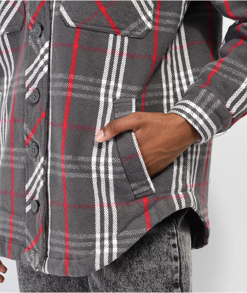 Empyre Kiva Charcoal & Red Plaid Flannel Shacket