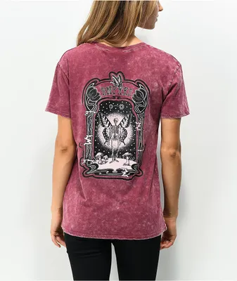 Empyre Laynie Butterfly Skeleton Red Mineral Wash T-Shirt