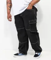Empyre Loose Fit Black Denim Cargo Skate Jeans