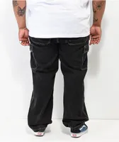 Empyre Loose Fit Black Denim Cargo Skate Jeans