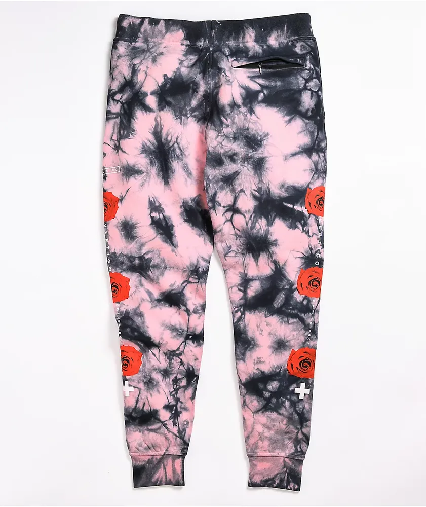 Empyre Peony Hazy Pink & Black Tie Dye Jogger Sweatpants