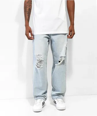 Empyre Peri Light Blue Wash Ripped Skate Jeans
