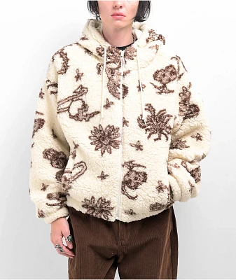 Empyre Raven Edgy Cream Sherpa Zip Hoodie