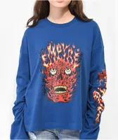 Empyre Reelah Flame Skull Blue Long Sleeve T-Shirt