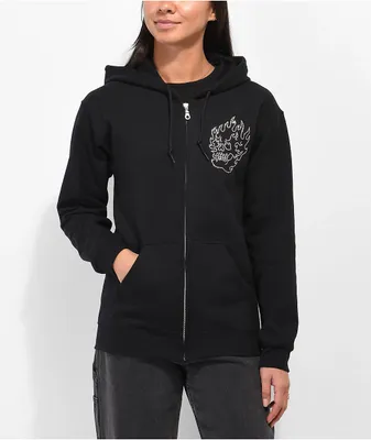 Empyre Skull Rhinestone Black Zip Hoodie