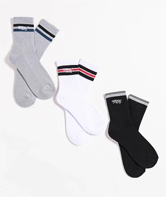Empyre Stripe Logo Black, White, & Grey 3-Pack Quarter Socks